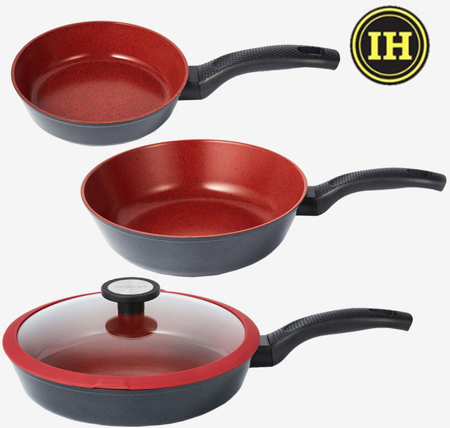 네오플램 de chef 드셰프(20+28+유리뚜껑+24궁중팬)프라이팬 4종세트 인덕션가능 프라이팬, 1세트, 20cm프라이팬+ 28cm프라이팬+유리뚜껑+24cm궁중팬