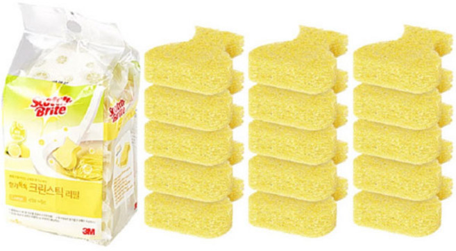 3M 스카치브라이트 크린스틱 향기톡톡 레몬향 리필 변기용수세미, 레몬, 15개