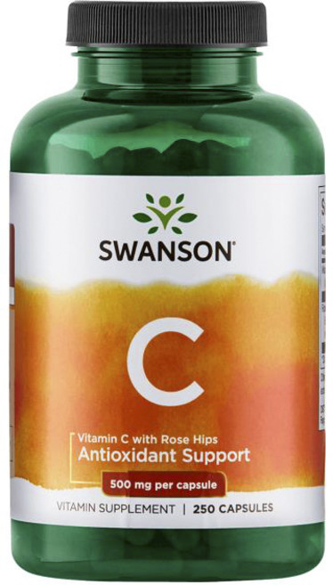 스완슨 비타민 C 로즈 힙 포함 500mg 캡슐, 1개, 250정