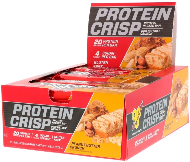 비에스엔 프로틴 크리스프 단백질 바 피넛 버터 크런치 12개입, 1개, 672g - 쿠팡