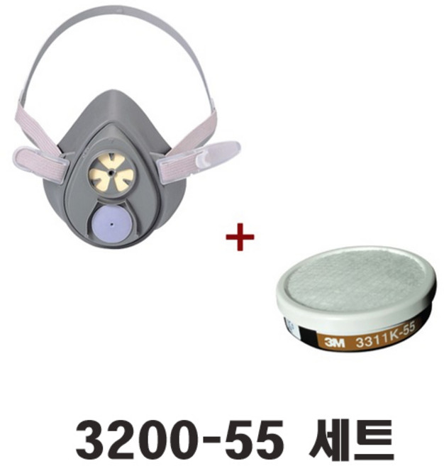 쓰리엠 방독마스크 + 정화통 세트 3200-55, 1세트, 혼합색상