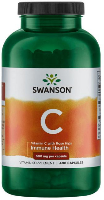 스완슨 비타민 C 로즈 힙 포함 500mg 캡슐, 1개, 400정