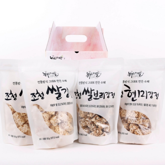농부의 딸 무농약 조청강정세트 (쌀2 쌀보리1 현미1), 600g, 1개