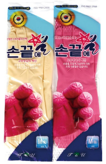 손끝에별 고무장갑 질긴 튼튼한 주방 김장 고무장갑 S M L XL 소 중 대 특대, 중 (M)-분홍, 1개