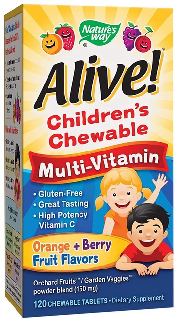 네이쳐스웨이 얼라이브! 멀티 비타민 오렌지 베리 프루트 츄어블 타블렛, 1개, 120정 - 쿠팡