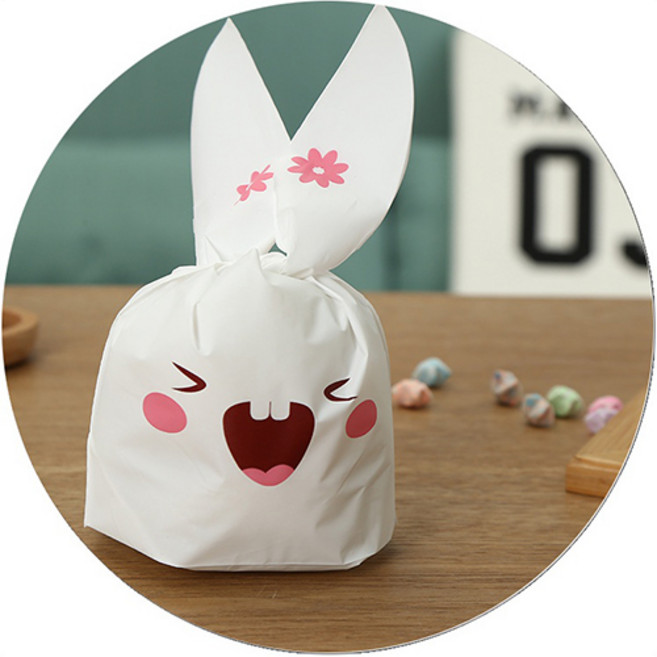 땡쓰몰 토끼봉투 캐릭터포장비닐 보자기포장, 1.토끼봉투M(13*23)/01.앞니토끼, 1매