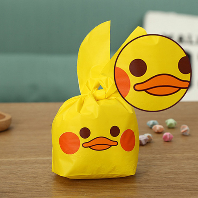 땡쓰몰 토끼봉투 캐릭터포장비닐 보자기포장, 1.토끼봉투M(13*23)/11.노랑오리, 1매