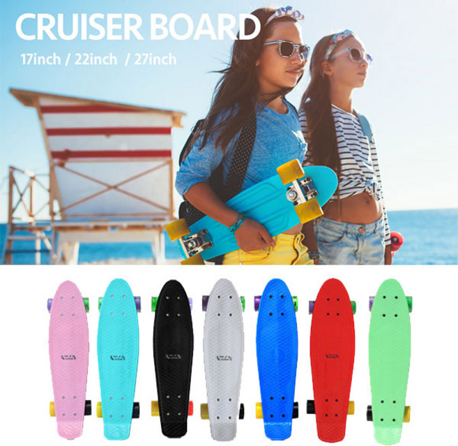 더플라잉 크루져보드 22인치+발광 바퀴+가방 스케이트보드, 핑크, 1개