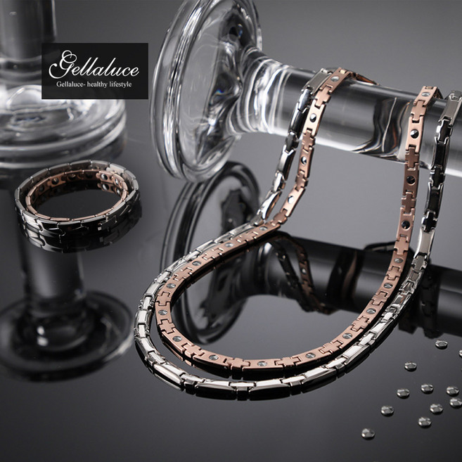 겔라루체 게르마늄 99.9 건강 목걸이+팔찌세트 남성용 화이트실버, 1개