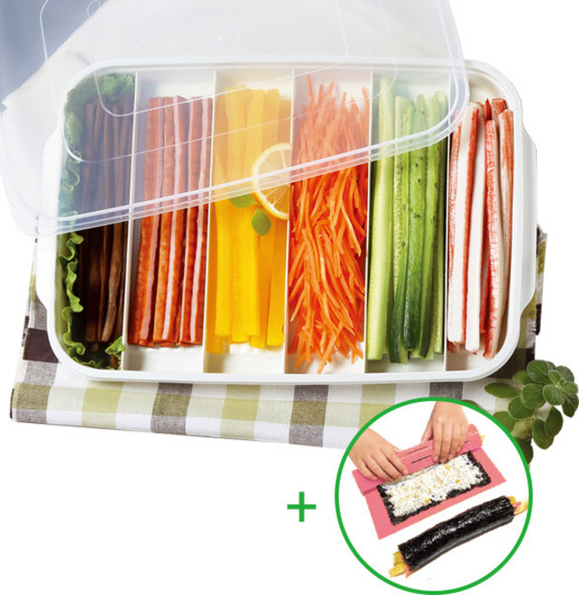 이지앤프리 김밥 재료 보관용기세트+ 김발 사은품, 1개