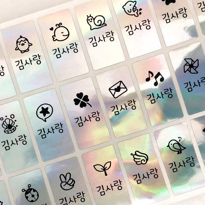 네임코코 신학기 필수품 방수 네임스티커, 3매입, M50_연필용_홀로그램 기본그림, 세트