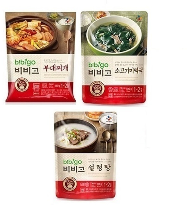 cj 비비고 소고기미역국+부대찌개+설렁탕, 1세트
