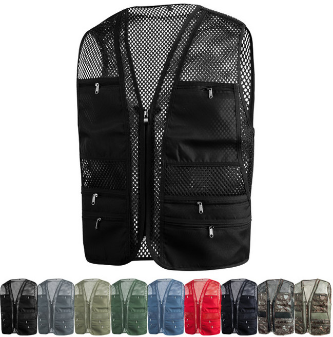 [모니즈] 브이형 멀티포켓 망사조끼 VET002