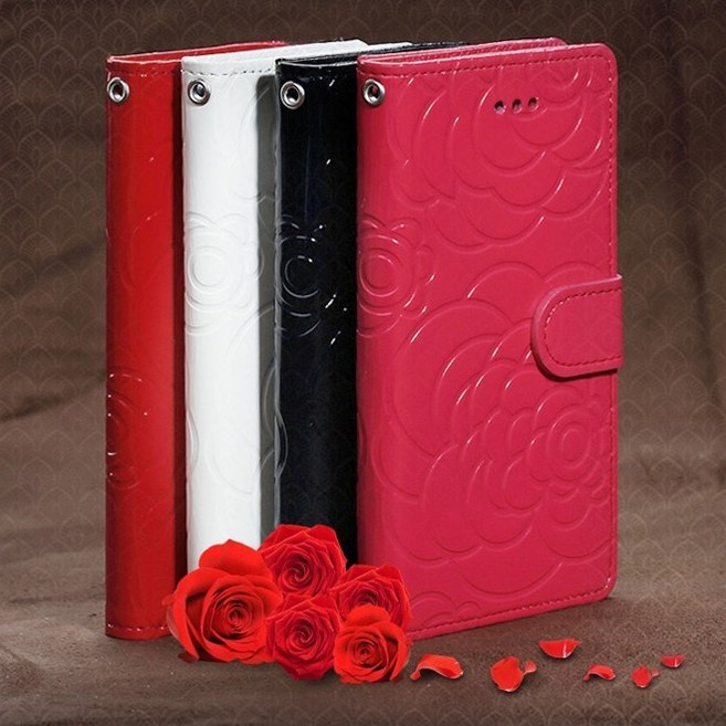 에나멜 로즈 지갑형 다이어리 스마트폰 케이스