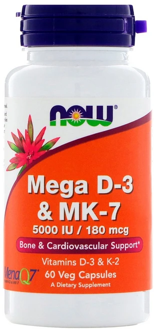 나우푸드 메가 D-3 5000lU & MK-7 180mcg 베지 캡슐, 60정, 1개 - 쿠팡