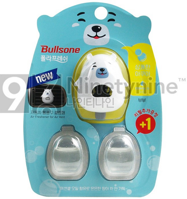 불스원 캐릭터 통풍구형 방향제 6개-부부-아쿠아향 차량용방향제 홀더 방향제 컵홀더 차량용 자동차 송풍구, 6개, 아쿠아