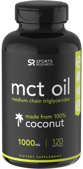 스포츠리서치 MCT 오일 1000mg 코코넛 글루텐 프리 소프트젤, 1개, 120정 - 쿠팡