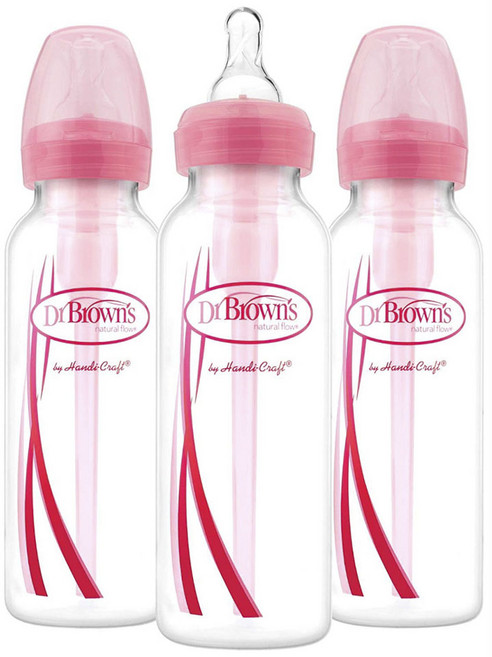 닥터브라운 내로우 보틀 젖병 236.6ml 3개입, 0m+, Pink, 1세트
