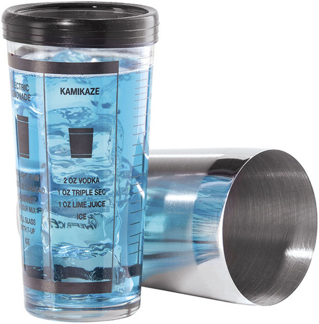 Oggi 프로페셔널 글래스 & 보스턴 칵테일쉐이커 400ml, 1개, Clear + Stainless Steel