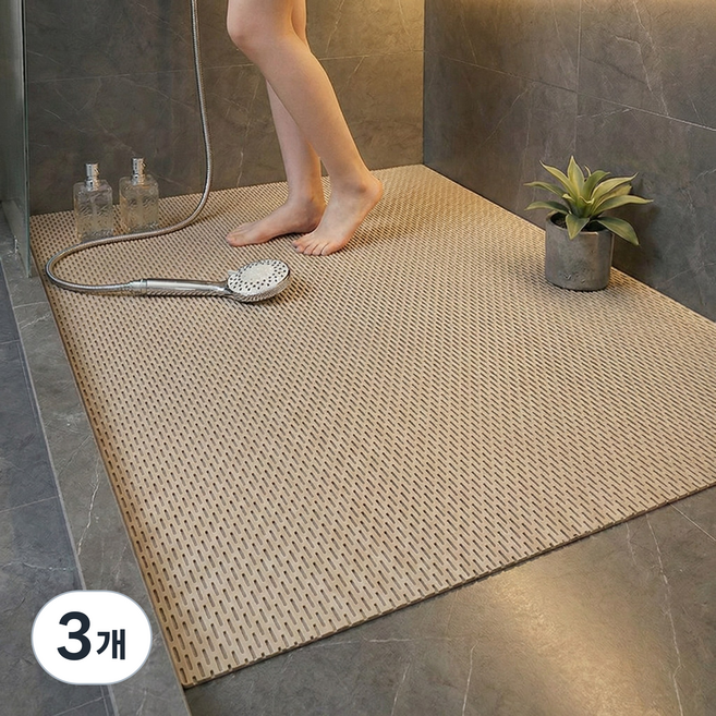 모아룸 논슬립 욕실 미끄럼방지 매트, 3개, 베이지