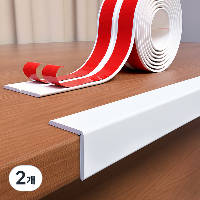 코너몰딩 모서리 보호대 ㄱ자 접착식 붙이는 코너몰딩 20mm x 3m, 2개, 화이트