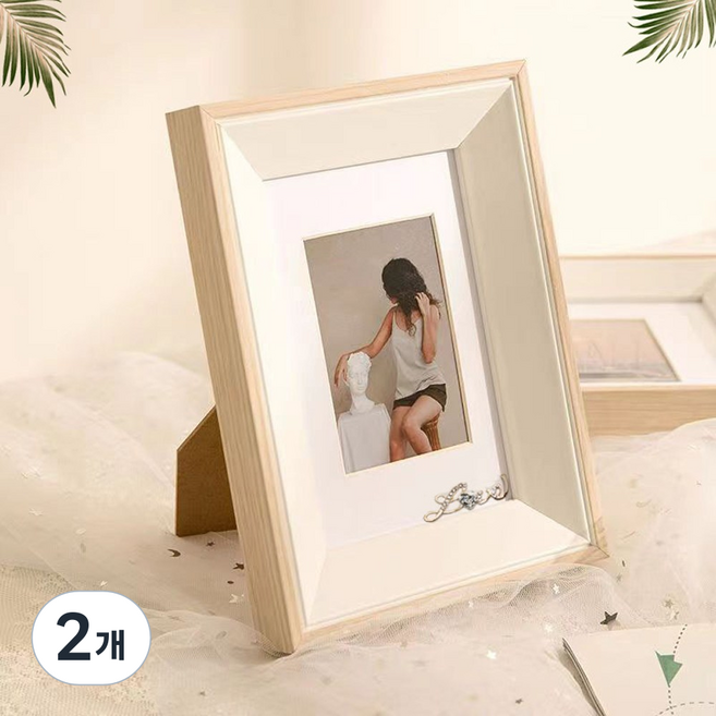 디모어 감성우드 입체 인테리어 미니멀 스탠드 액자, 2개, 원목 화이트
