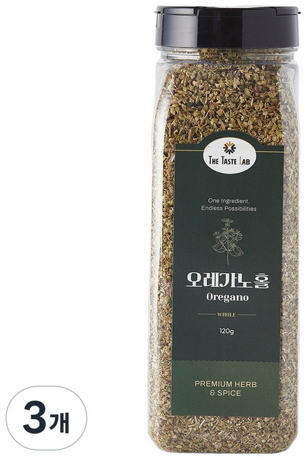 더테이스트랩 오레가노 가루 홀 럽드 분말 허브 향신료, 3개, 120g