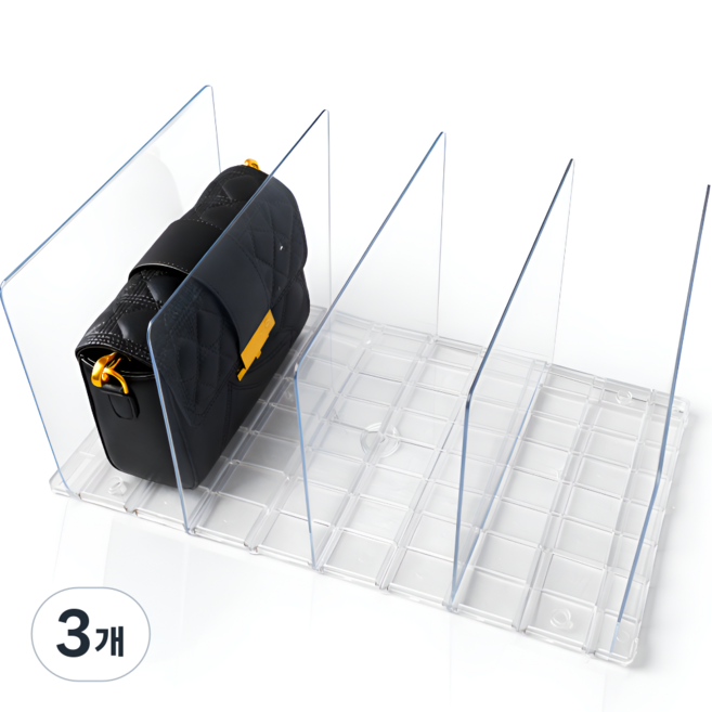 리비움 간격조절 아크릴 가방 보관함 4칸, 3개, 투명