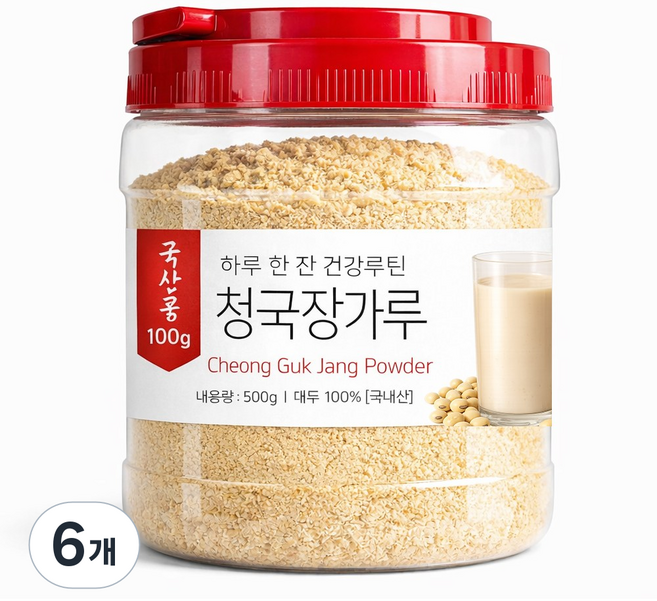 국산 청국장가루 100% 냄새없이 고소한 특허공법, 6개, 500g