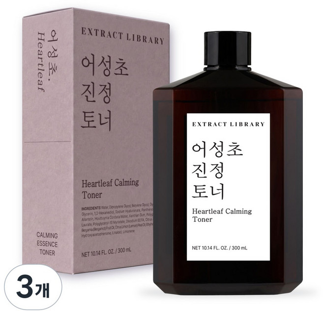 엑스트랙트라이브러리 어성초 진정 에센스 토너, 3개, 300ml