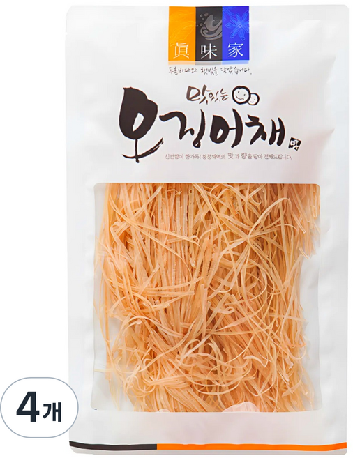 무표백제 A급 오징어실채 200g, 4개