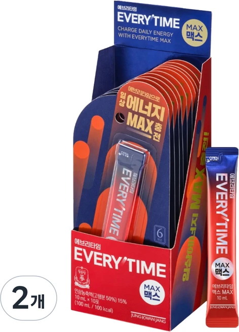정관장 정품 에브리타임 정관장 맥스 10p, 100ml, 2개 - 쿠팡