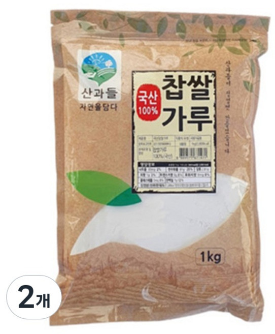 산과들 국내산 100% 건식 찹쌀가루 (옵션) 버터떡 재료, 1kg, 2개