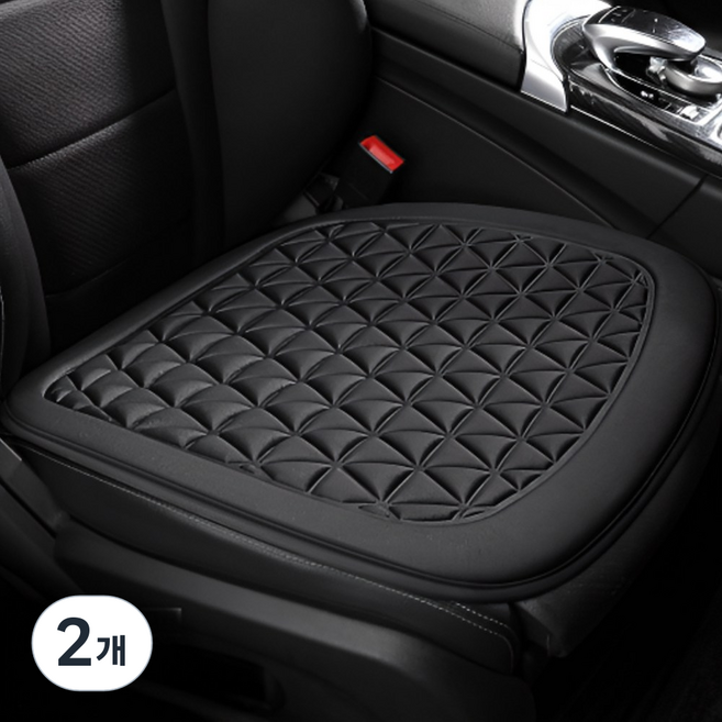 유루카 차량용 방석 운전석 사계절, 2개, (Black) 블랙