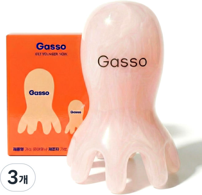 가쏘 문어 두피 괄사 마사지기 목 바디 얼굴, 로즈쿼츠, 3개