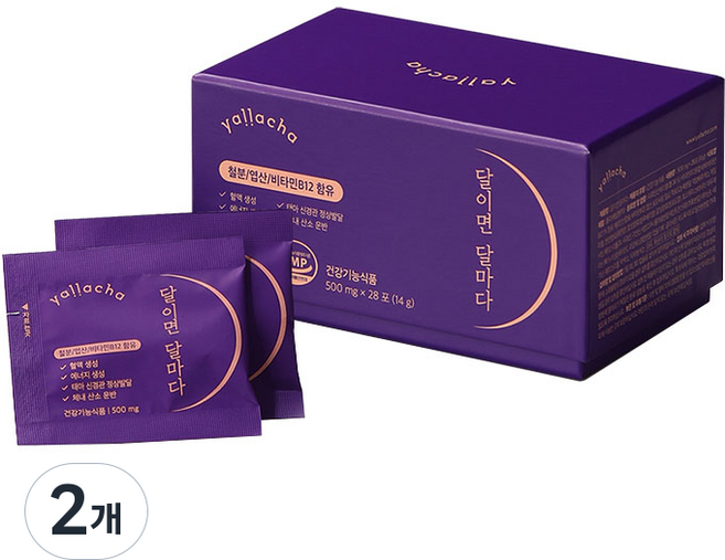 얄라차 맛있는 포도맛 츄어블 철분제 달이면 달마다, 14g, 2개