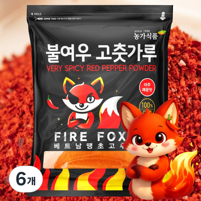 불여우 베트남 고운 땡초 아주매운 고춧가루 소스용, 6개, 1kg
