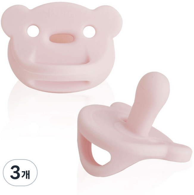 베로로 올실리콘 쪽쪽이 (케이스포함), 곰쪽이, 핑크, 3개