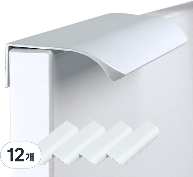 못이 필요 없는 부착식 손잡이 싱크대 서랍 가구 무타공 손잡이, 12개, 화이트