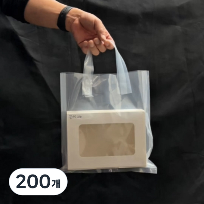 성원포장 손잡이 비닐 쇼핑백 대, 투명, 200개
