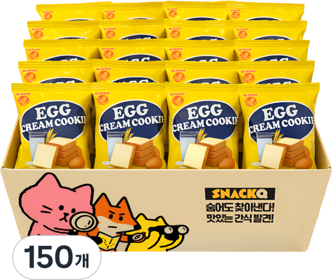 스낵큐 노브랜드 과자, 150개, 에그크림쿠키