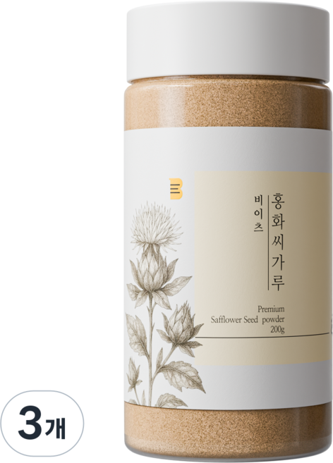 [국산 100%] 비이츠 홍화씨 가루, 3개, 200g
