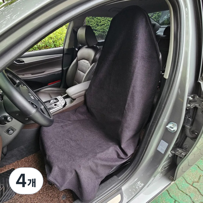 자동차시트 방수커버 운전석 의자 카시트 전체 보호 풀커버, 4개, 블랙