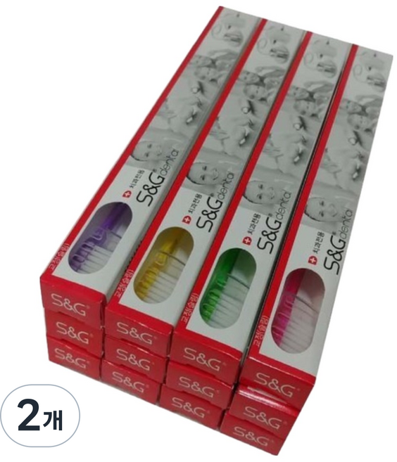 에스앤지 치과전용칫솔 교정용슬림모, 12개입, 2개