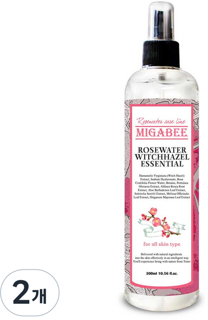 미가비 로즈워터 위치하젤 에센셜 스킨 토너, 2개, 300ml
