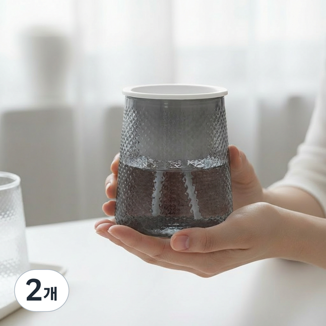 담하온 초보 식집사 자동 급수 미니 투명 화분, 2개, 그레이