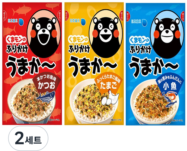 우라시마 일본 쿠마몬 후리가케 3가지 맛, 2세트, 25g
