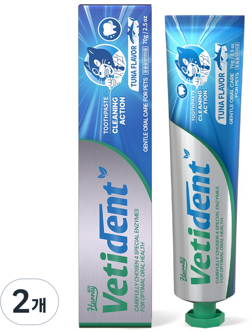 허레이 프로 베티덴트 바르는 치약 강아지 고양이 겔타입 입냄새 치석 효소 잇몸염증 제거 참치향, 70g, 2개