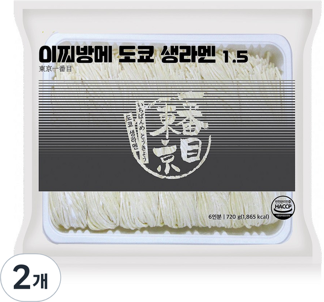 [넉넉한6인분] 이찌방메 생면 라멘면 생라멘, 720g, 2개