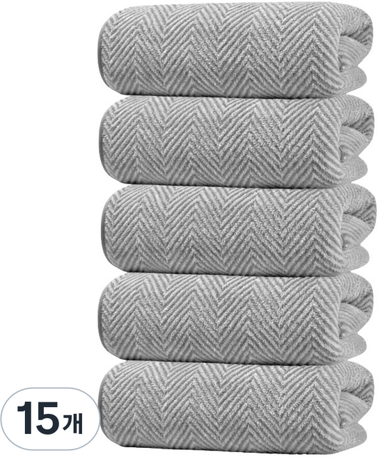 Ahomeone 호텔 수건 고흡수력 극세사 먼지없는 수건 세면 타월 130g, 그레이, 15개